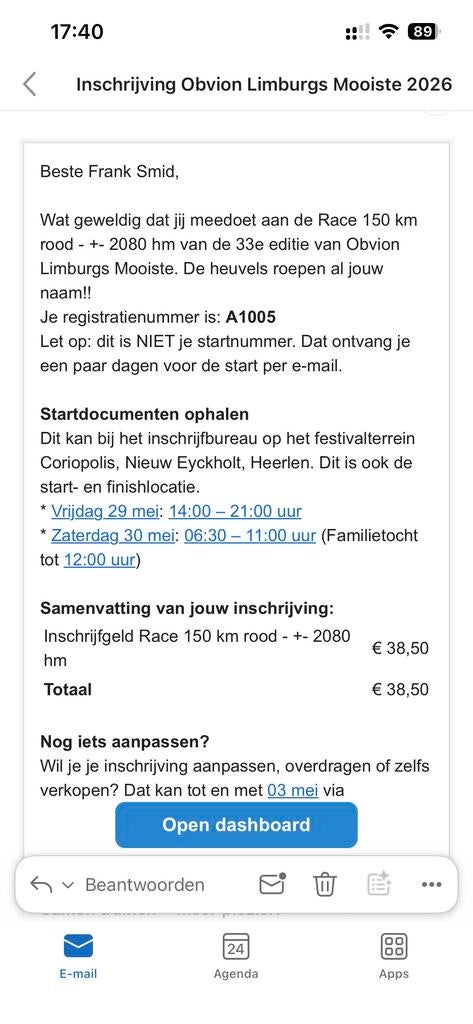 Startbewijs Limburgs Mooiste - 150km, Tickets en Kaartjes, Eén persoon