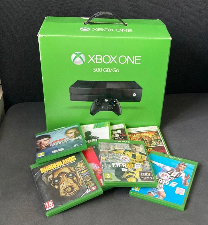 Xbox One met 8 games, draadloos controller met doos, Spelcomputers en Games, Spelcomputers | Xbox One, Gebruikt, Xbox One, 500 GB