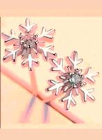 Oorbellen sneeuwvlok Swarovski, Verzenden, Nieuw, Zilver, Knopjes of Stekers