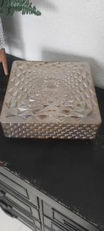 Vintage plafondlamp glas vierkant, Ophalen of Verzenden, Gebruikt, Glas