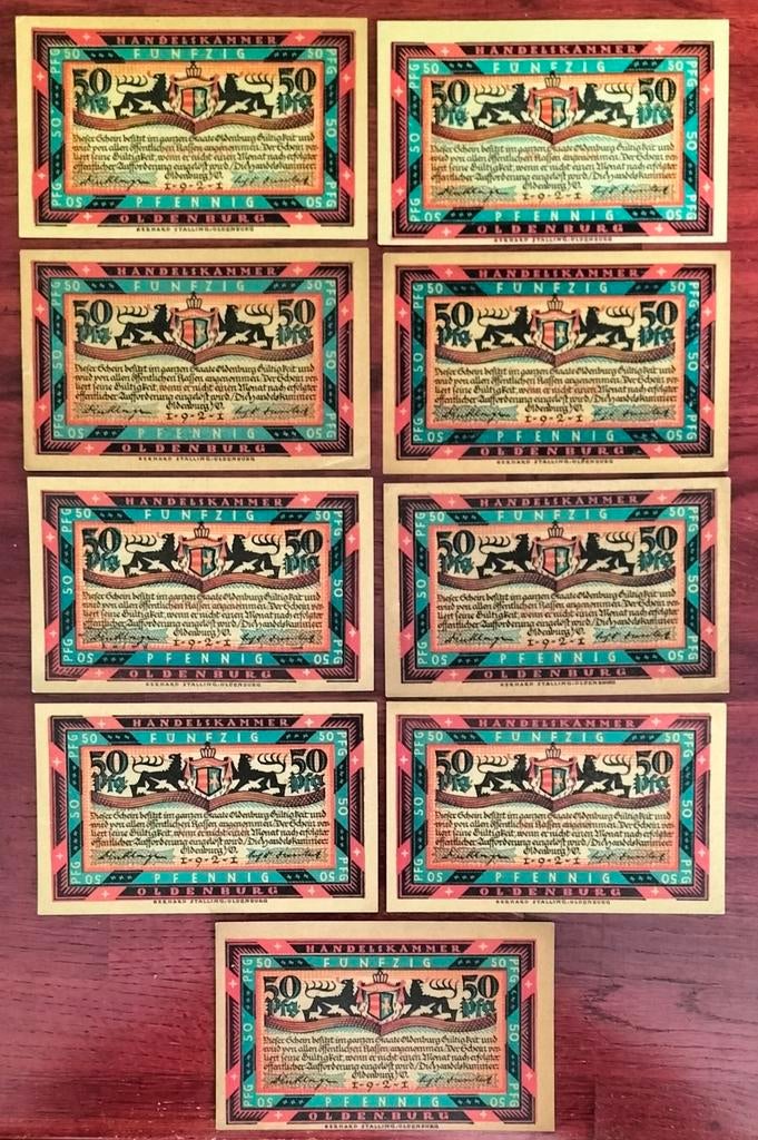 Lot Duits Notgeld uit Oldenburg 1921., Postzegels en Munten, Bankbiljetten | Europa | Niet-Eurobiljetten, Verzenden, Duitsland