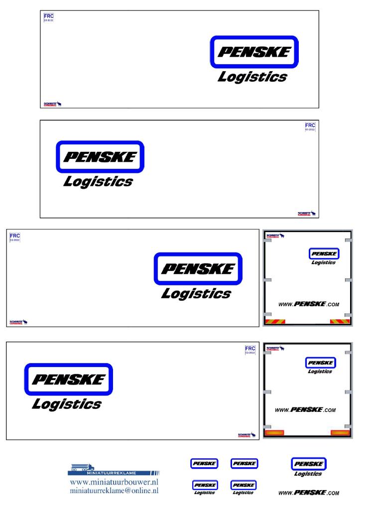 Vrachtauto decal 1:50 Penske logistics ( type 4 ), Verzenden, Nieuw, Bus of Vrachtwagen, Overige merken