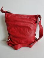 Lupo rode leren damestas met limegroene voering, Ophalen of Verzenden, Gebruikt, Rood, Handtas