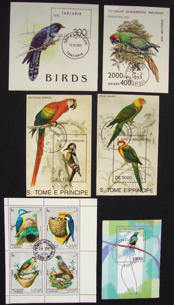 - 791 - 6 Blokjes met Vogels., Verzenden, Gestempeld, Dier of Natuur