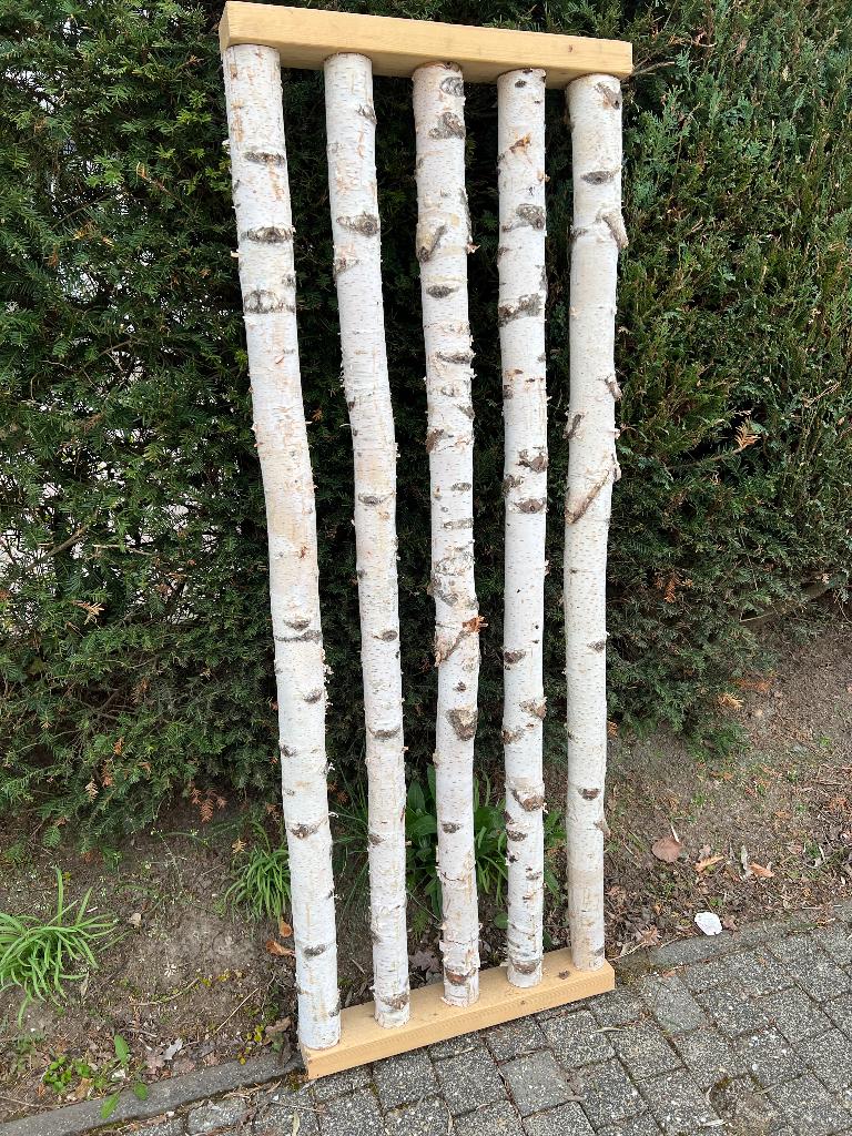 2 x Roomdivider berkenhout zwaar degelijk sfeervol 165 cm, Ophalen, Zo goed als nieuw