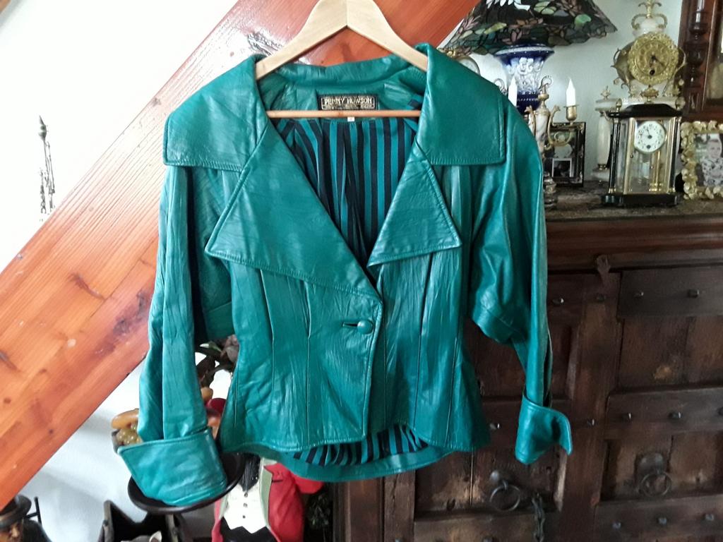 Groene leren jas, Ophalen of Verzenden, Zo goed als nieuw, Maat 42/44 (L), Groen