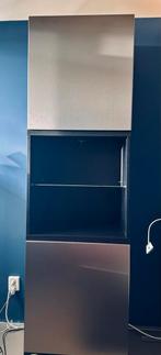 Besta Zwartbruine Hoge Kast met Riksviken Deuren en Verlicht, Ophalen, Zo goed als nieuw