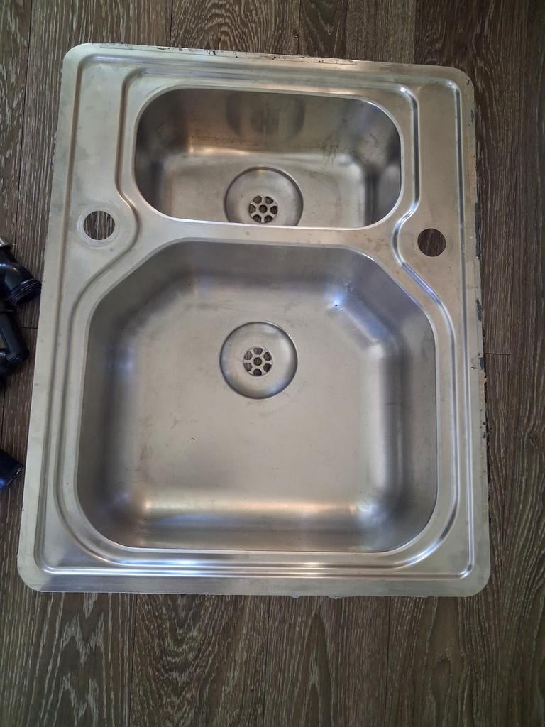 Dubbele RVS spoelbak, Ophalen, Gebruikt