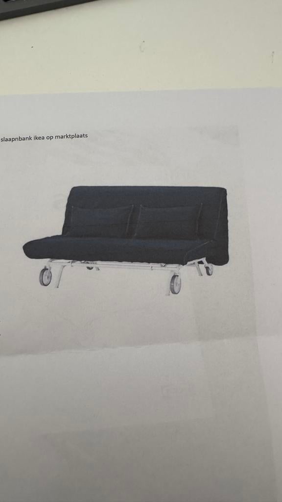 Ikea slaapbank met denim blauwe hoes en wieltjes, Ophalen, Gebruikt, Blauw, Tweepersoons