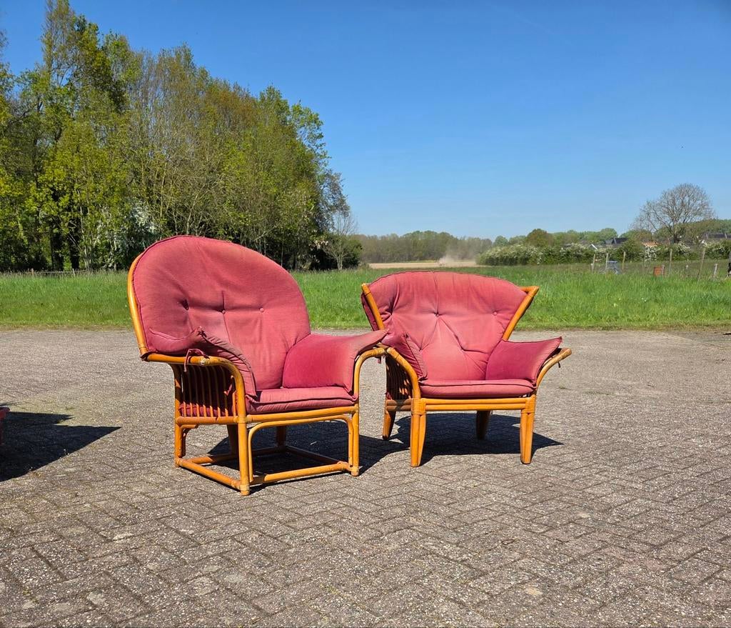 2 retro rotan fauteuils jaren 60/70 bezorgen mogelijk, Ophalen