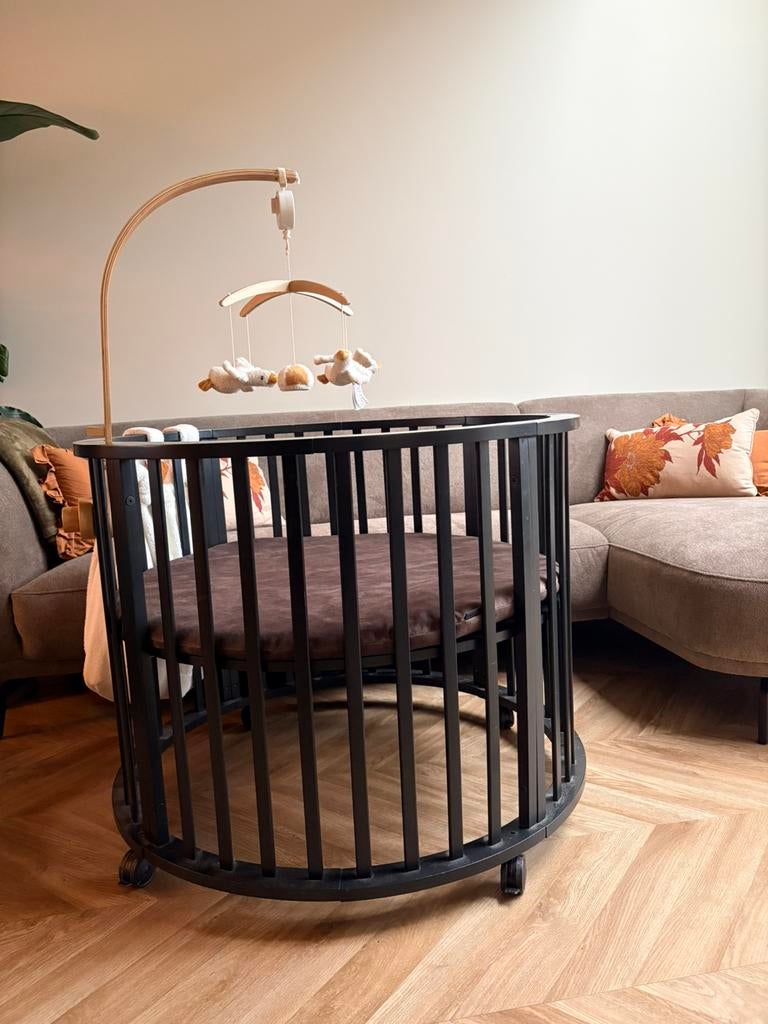 Europe Baby box Circa - mat zwart - 90 cm - verstelbaar, Kinderen en Baby's, Boxen, Ophalen, Gebruikt, Rond, In hoogte verstelbaar