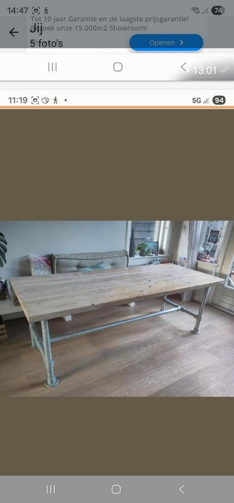 Mooie massieve eetkamertafel/tuintafel 220 x 90, Ophalen