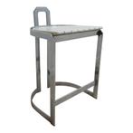 Allmilmö barkrukken Chrome met witte zitting 4x, Ophalen, Gebruikt, Met voetsteun, 60 tot 90 cm