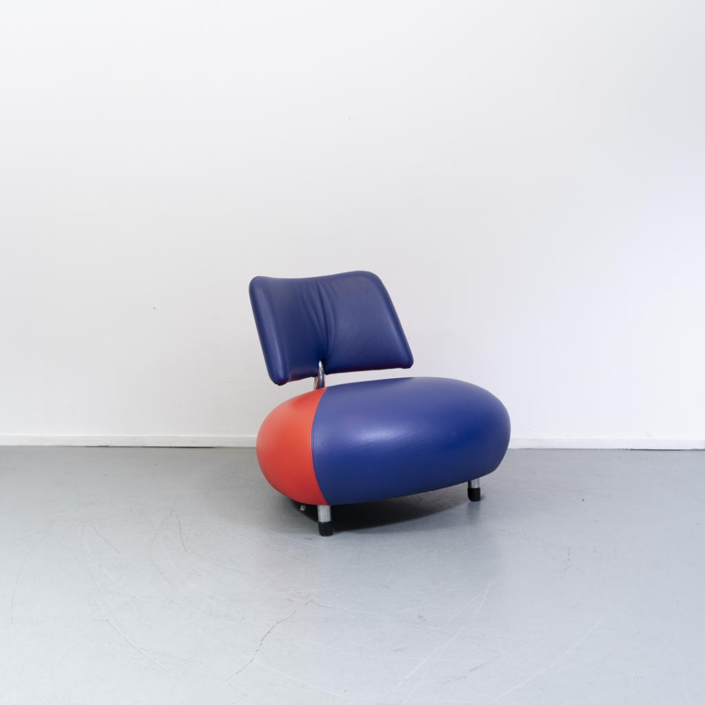 1x Leolux Pallone kleurstelling rood/blauw in nieuwstaat!, Huis en Inrichting, Fauteuils, Zo goed als nieuw, Leer, Ophalen of Verzenden