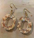 Vintage retro lucide ingedroogde bloemen oorbellen boho rond, Sieraden, Tassen en Uiterlijk, Oorbellen, Overige materialen, Hangers