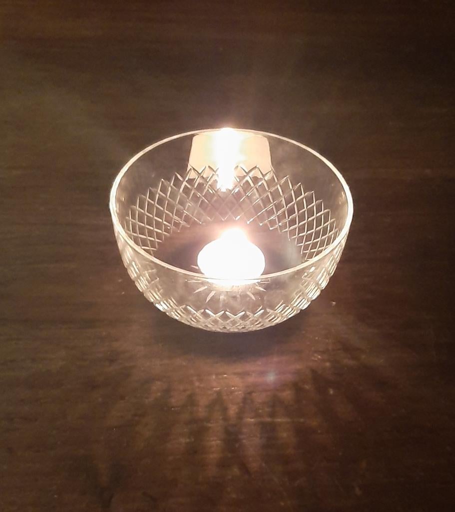 🕯️Vintage: Geslepen schaaltje kristal - Waxinelicht🏷️€5,-, Ophalen of Verzenden