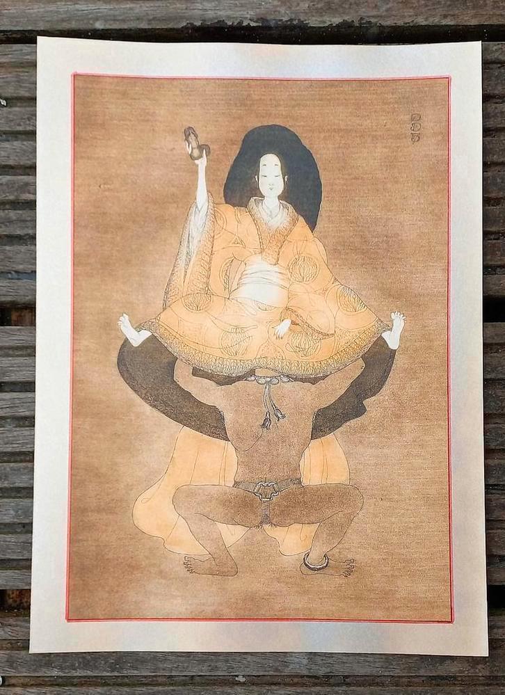 Japanse shunga erotische prent kunst op stevig papier Nr 3, Antiek en Kunst, Kunst | Niet-Westerse kunst, Ophalen of Verzenden