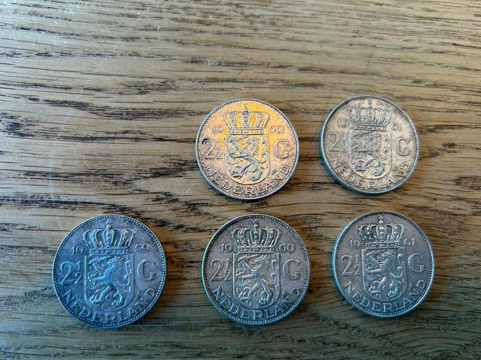 5 zilveren 2,5 munten, Ophalen of Verzenden, Koningin Juliana