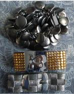 3 x nieuwe brede armband - grijs / goudgeel / zilverkleur, Ophalen of Verzenden, Nieuw, Overige kleuren, Overige materialen