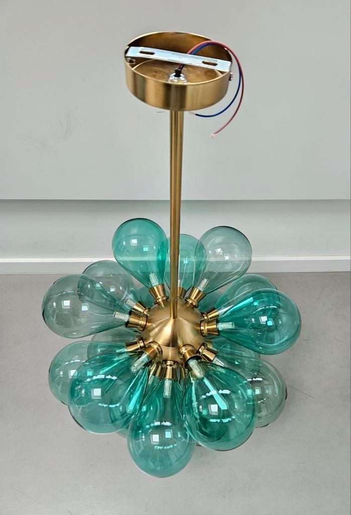 Space Age Sputnik Bubble Glass Kroonluchter., Huis en Inrichting, Lampen | Kroonluchters, Gebruikt, Ophalen