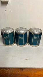 3 stuks antieke aluminium voorraad bussen koffie - thee en s, Ophalen of Verzenden, Gebruikt, Koffie