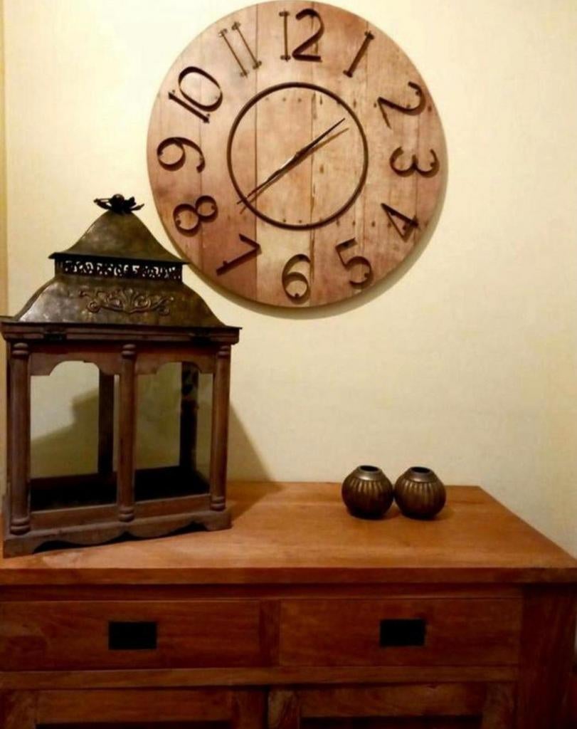 Grote 70cm rustieke industriele wandklok geldrop of mierlo, Huis en Inrichting, Woonaccessoires | Klokken, Ophalen, Zo goed als nieuw