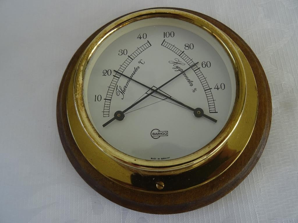 Barigo scheepsklok hygrometer thermometer schip, Ophalen of Verzenden, Zo goed als nieuw, Motorboot of Zeilboot, Gebruiksvoorwerp