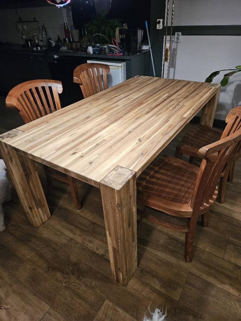 Teak houten eettafel, Huis en Inrichting, Tafels | Eettafels, Ophalen, Gebruikt, Teakhout, 50 tot 100 cm