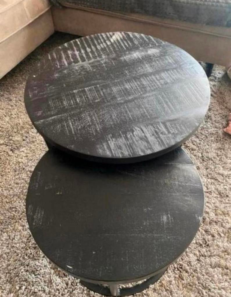Mango houten salontafel, Huis en Inrichting, Tafels | Salontafels, Ophalen, 50 tot 100 cm, Rond, Zo goed als nieuw