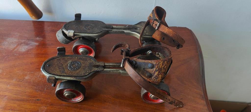 Vintage Hudora rolschaatsen uit de jaren '50 - Gebruikt, Ophalen of Verzenden, Verstelbaar, Gebruikt, Kinderen