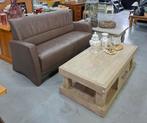 Leren bank €125 | salontafel €50 | 2-zitsbank bruin, Ophalen, Zo goed als nieuw, Leer, Modern