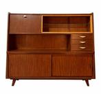 Vintage Teak Highboard Dressoir Jaren 60, Ophalen, 100 tot 150 cm, Mid century retro scandinavisch deens, Zo goed als nieuw