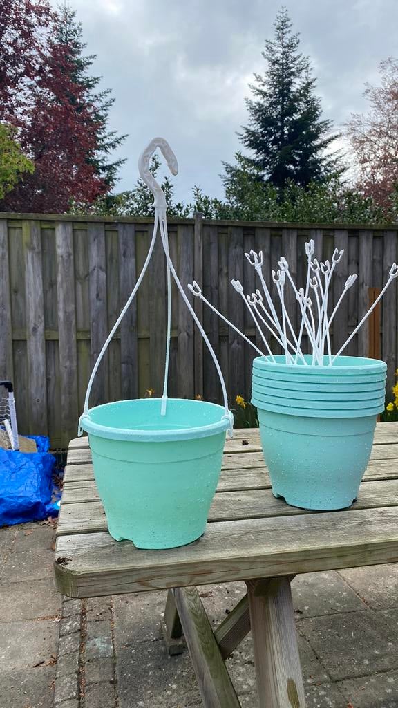 7x kunststof hangpot, Kunststof, Minder dan 30 cm, Rond, Ophalen of Verzenden