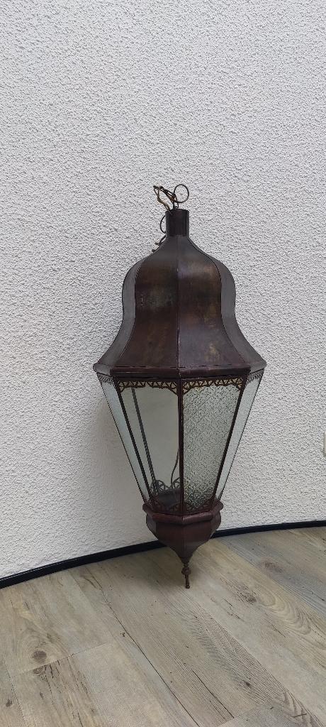 Hanglamp antiek, Huis en Inrichting, Lampen | Hanglampen, Ophalen, Gebruikt, Glas, 50 tot 75 cm