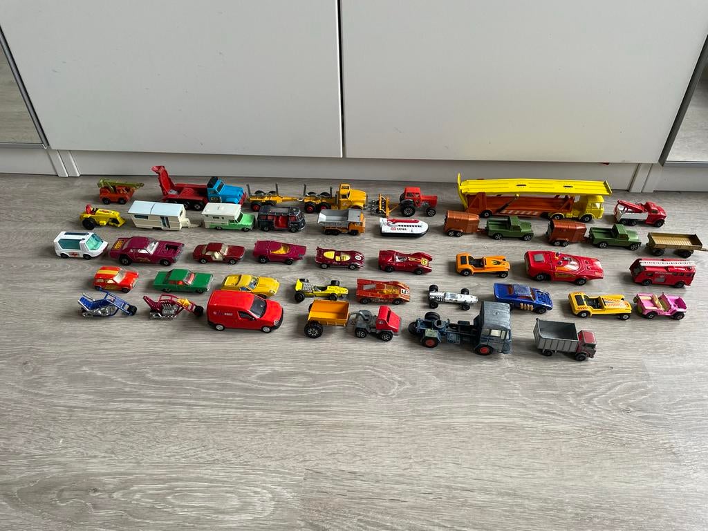 Ongeveer 50 oude Speelgoedauto's Jaren '70 - Matchbox e.a., Ophalen of Verzenden, Gebruikt