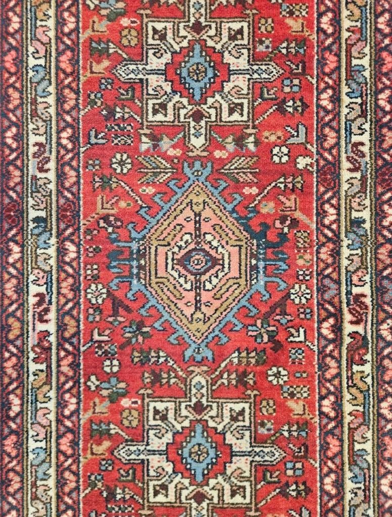 Vintage oosters wol Karaja vloerkleed loper floral 68x758cm, Crème, Gebruikt, Onbekend, 200 cm of meer