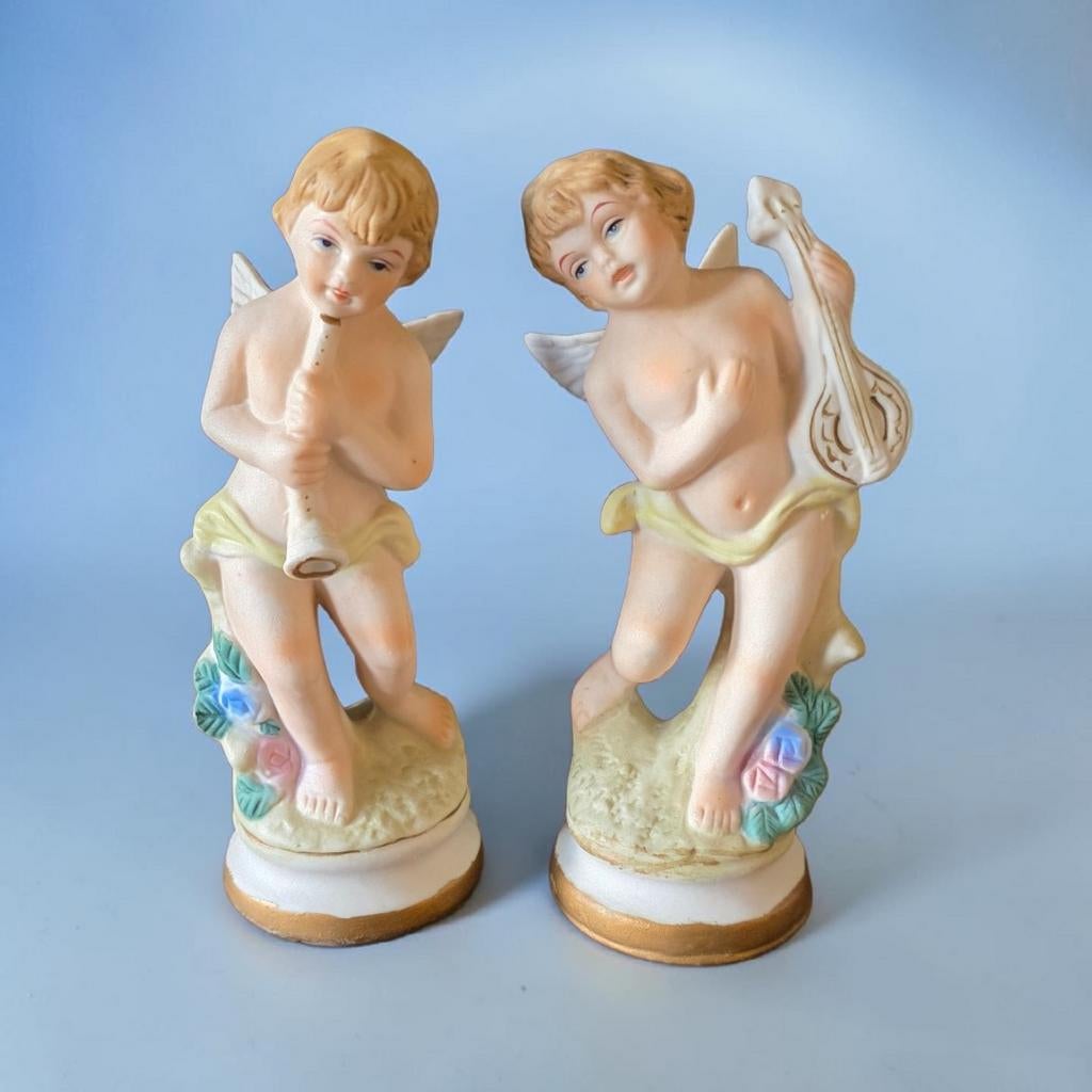 2 biscuit porseleinen engeltjes, Ophalen of Verzenden