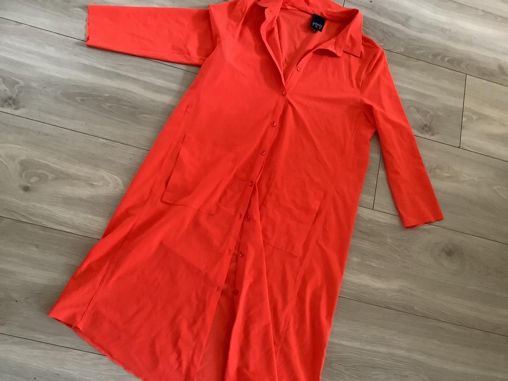 Japan tky blousejurk in travelstof oranje xl, Kleding | Dames, Maat 46/48 (XL) of groter, Oranje, Ophalen of Verzenden, Zo goed als nieuw