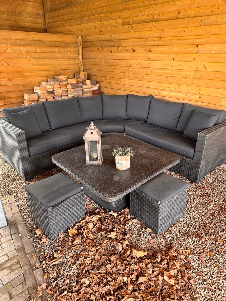 Mooie wicker loungeset, Tuin en Terras, Tuinsets en Loungesets, Ophalen, 6 zitplaatsen, Zo goed als nieuw, Loungeset