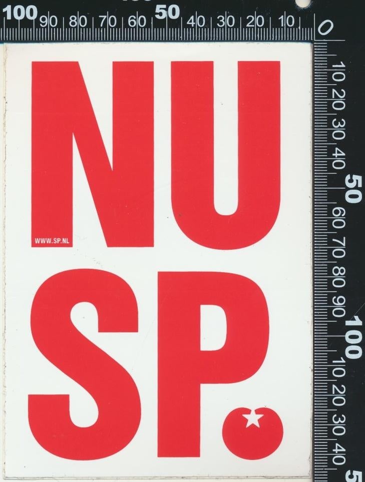 Sticker: SP - Nu, Ophalen of Verzenden, Zo goed als nieuw, Bedrijf of Vereniging