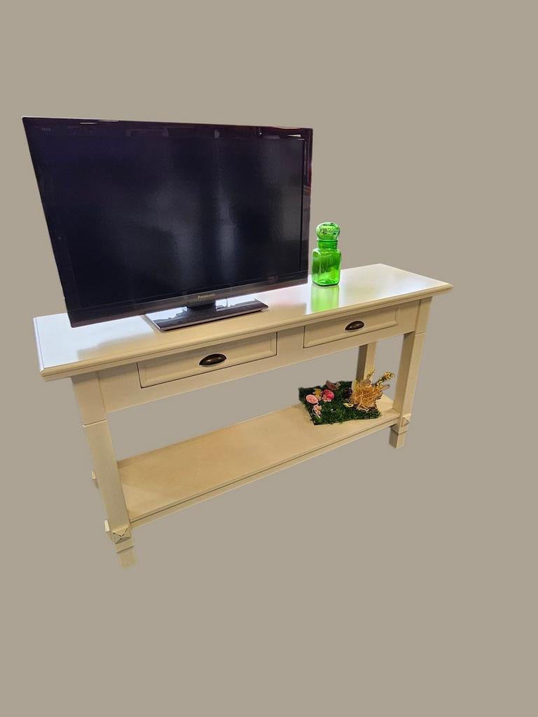 Crème dressoir/tv-meubel met lades en open vak, Huis en Inrichting, Kasten | Televisiemeubels, Ophalen, Gebruikt, 100 tot 150 cm