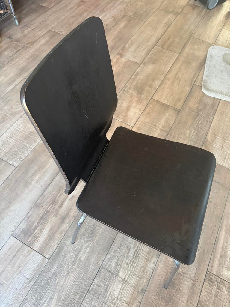 Set van 6 Ikea Gilbert eetkamerstoelen - Zwart, Huis en Inrichting, Stoelen, Gebruikt, Zwart, Ophalen of Verzenden, Vijf, Zes of meer stoelen