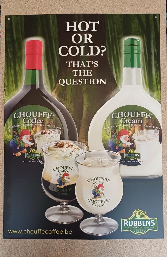 Chouffe Coffee & Cream Origineel Reclamebord  PVC, Verzamelen, Ophalen, Zo goed als nieuw, Reclamebord, Plaat of Schild, Duvel