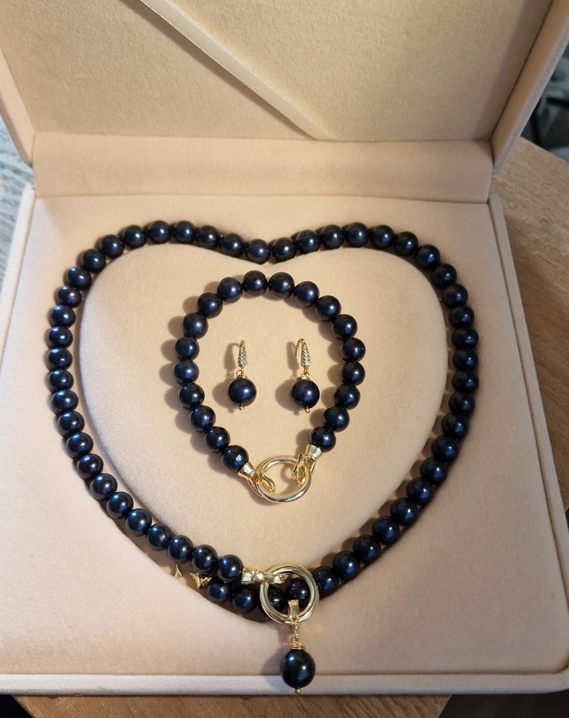 Echte cultive  parels ketting, armband & oorbellen, Ophalen of Verzenden