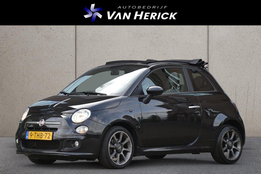 Fiat 500 C 0.9 TwinAir 500S | Cabrio | Parkeersensoren | Aba, Auto's, Fiat, Gebruikt, Cabriolet, Leder en Stof, Zwart