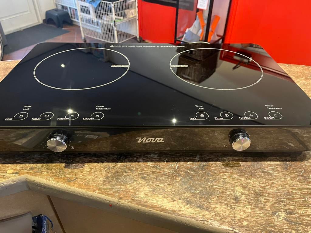 NOVA Dubbele inductie kookplaat 200-1800W Timer ZGAN 58x34cm, Ophalen, Info@nova.com, 3 kookzones of minder, Zo goed als nieuw
