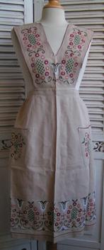 vintage geborduurd schort nr WW 108, Huis en Inrichting, Verzenden, Gebruikt, Beige, Schort