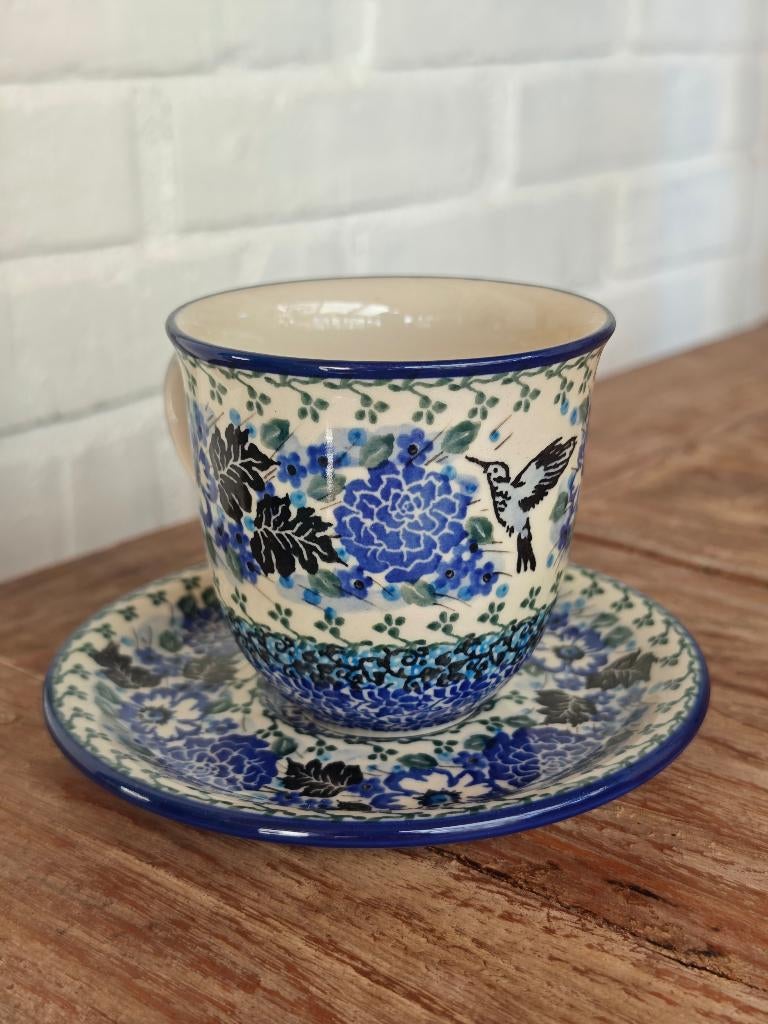 Bunzlau unikat Kop en Schotel 300 ml, Verzenden, Keramiek, Nieuw, Overige stijlen