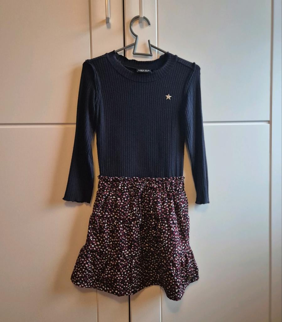 Like flo jurk jurkje donkerblauw mt 98, Ophalen of Verzenden, Zo goed als nieuw, Meisje, Jurk of Rok