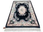 Handgeknoopt Oriental wol Aubusson tapijt zwart 122x182cm, Gebruikt, Onbekend@voorbeeld.com, 100 tot 150 cm, Klassiek, Bloemen, Traditioneel, Aubusson